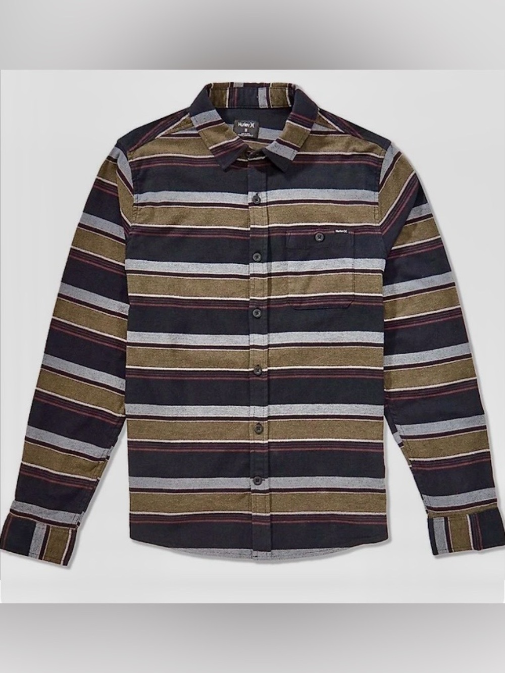 Brand New Hurley Portland Stripe Long Sleeve Men’s Flannel Shirt Size Medium